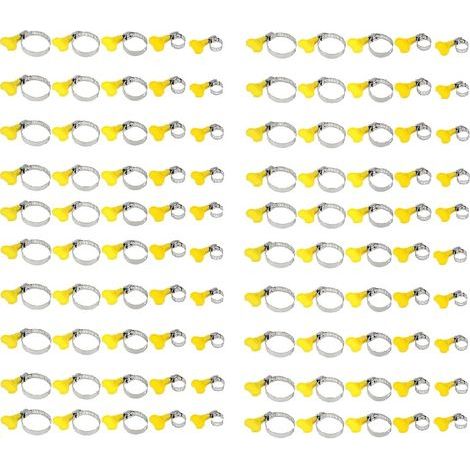 100pcs Colliers de Serrage,Tuyau Clips Réglable, Collier Durite Métallique, Tube Clips Inox, Colliers de Serrage de Différentes Tailles, Pince Collier de Serrage pour Fixation de Tuyau(13-19mm, 19-29m (1/5)