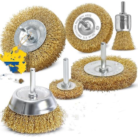 Brosses Métalliques Laiton pour Visseuse Perceuse à nettoyer Bois en Métal 6pcs (1/5)