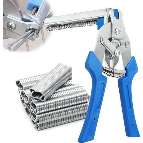 Pince à saucisses, pince de clôture avec 600 clips M, pince de clôture rapide, fixation de treillis métallique fin, pince de clôture pour matelas, voiture, coussin, clôture, cage pour animaux de (1/5)