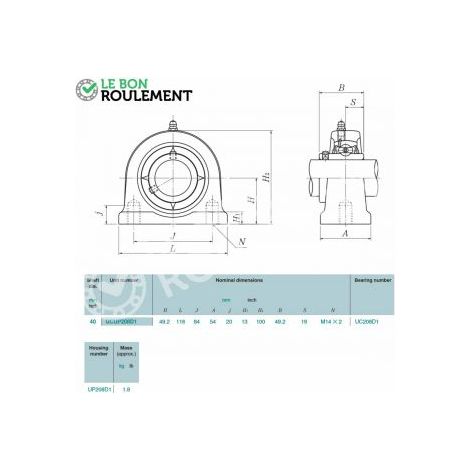 Palier fonte M-UCUP208-D1-NTN