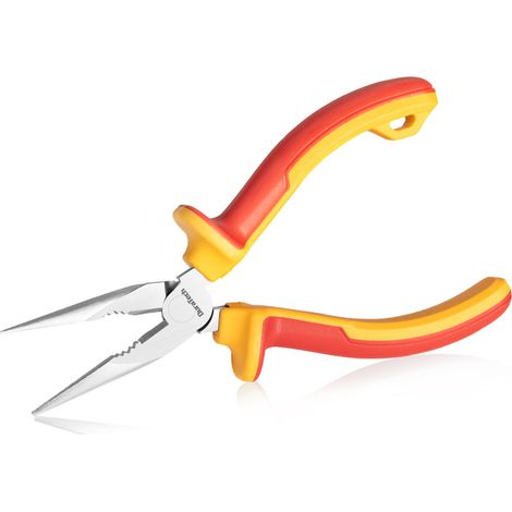 DURATECH Pince à Bec Long 170 mm, Pince Électricien Isolée VDE 1000 V Pince Coupante à Fort Effet de Levier, 60CrV, HRC 58-60, Pince Électricien Multifonction (1/5)