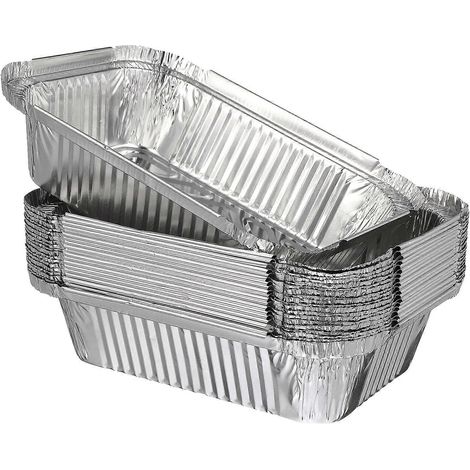 20 barquettes jetables en aluminium pour la cuisson au four (rôtir, griller, etc.).-18.5X13.5cm-Silver (1/2)