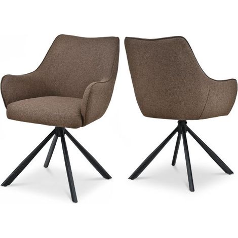 Bon Furni Tela Silla de comedor Moca, Set de 2, giratoria 360°, ergonómica con cojín de muelles, cremallera oculta y patas ajustables