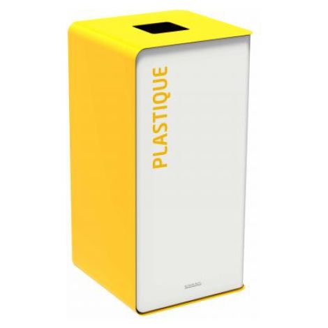 Borne de tri sélectif Cubatri, sans serrure - plastique - 75l - blanc / jaune colza - RAL 1021 (1/3)