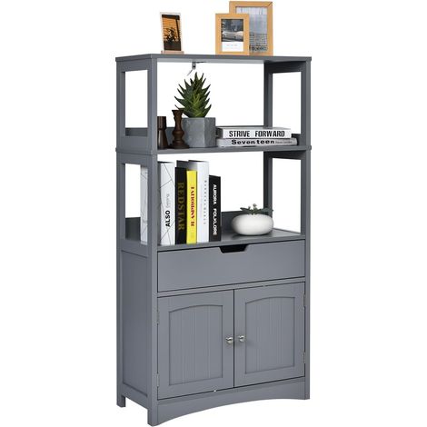 Costway – Meuble de rangement salle de bain avec tiroir – Armoire 32,5 x 60 x 122 cm – MDF imperméable – Design chic pour cuisine et salon (1/5)
