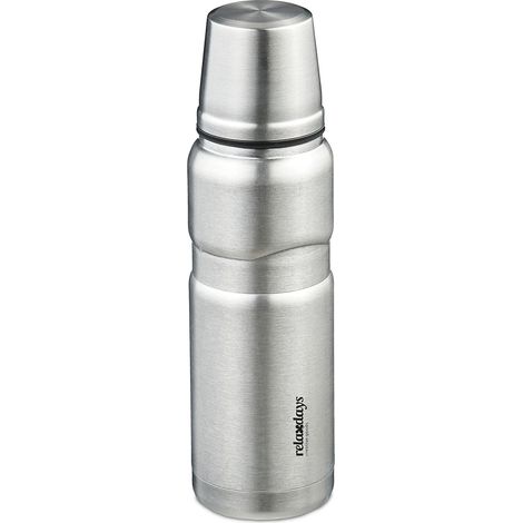 Pratica bottiglia termica 500 ml a doppia parete design elegante 20 x 7 x 7 cm in acciaio inossidabile argentato 130014283