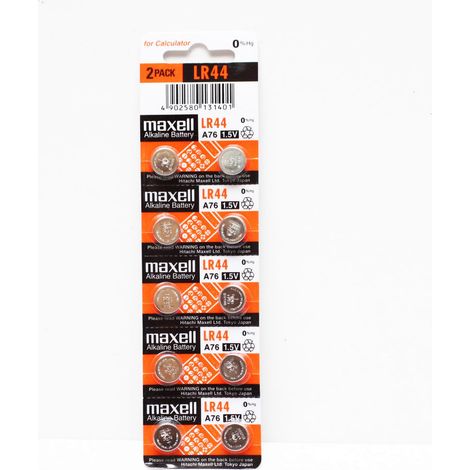 Batteria a BOTTONE alcalina LR44 MAXELL 1,5V 10pz