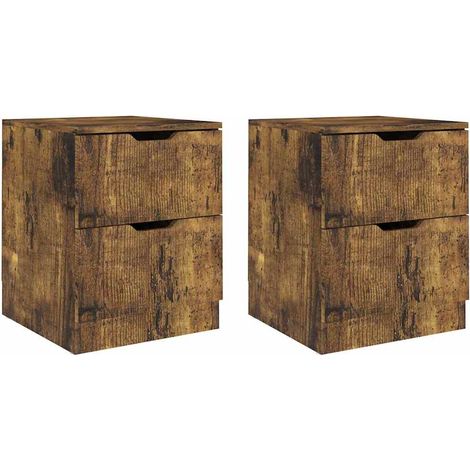 vidaXL Mesitas noche 2 uds madera ingeniería roble ahumado 40x40x50 cm (1/2)