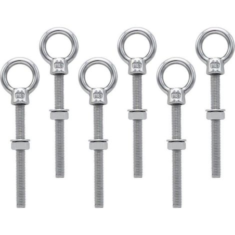 Ecleanfy - Boulons à oeil M8 x 80 mm Vis à Anneau M8 avec filetage métrique en acier inoxydable pour Fixation et Suspension, 6 pièces (1/5)