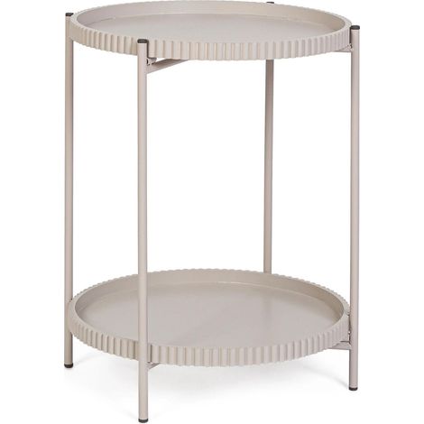 Tavolino 2 piani Herdys tortora beige ø42x52 cm