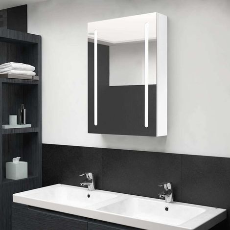 326501 vidaXL LED Bathroom Mirror Cabinet Shining White 50x13x70 cm (1/5)