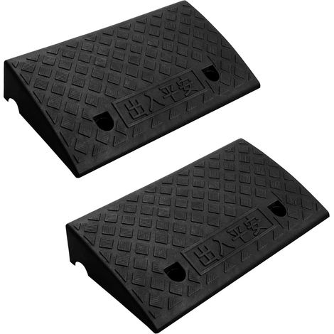 Rubber Curb Ramp 3.54" Rise Height Sidewalk Curb Ramp, 10.6" Width 19.6" Length Driveway Ramp for Curb, 15T Heavy Duty Rubber Ramp for Forklifts, Trucks, Buses, Cars, Wheelchairs, Bikes