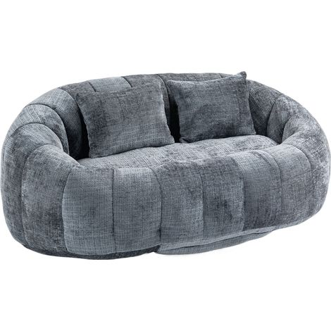 Poltrona puff in ciniglia con memory foam e schienale alto 145x95x63 cm grigio (1/5)