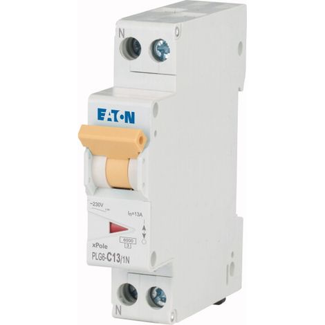Disjoncteur Eaton Eaton Moeller 1P+N, 13A, montage rail DIN ( Prix pour 1 )