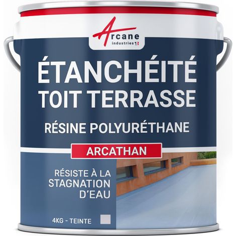 Arcane Industries – Résine d'étanchéité pour toit terrasse – 4 kg gris – Membrane hydrophobe 100% étanche – Application facile au rouleau ou pinceau