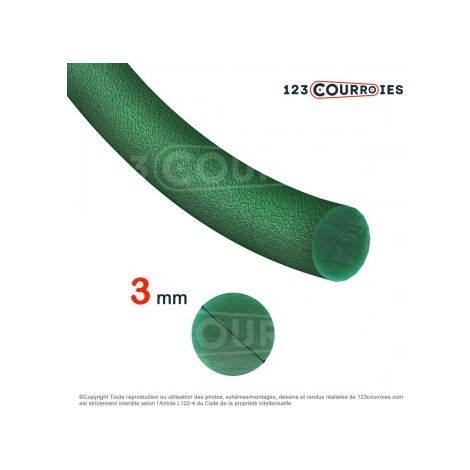 Courroie ronde thermosoudable verte diamètre 3 mm Référence CR3-VERT