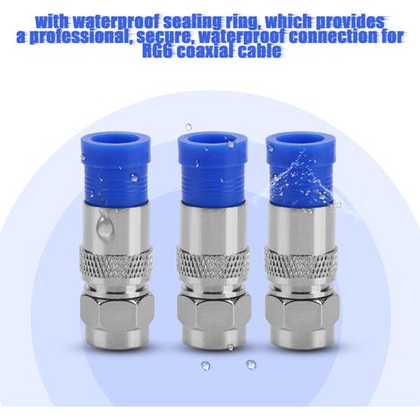 Lot de 10 connecteurs coaxiaux RG6 à compression, étanches et à joint mâle.