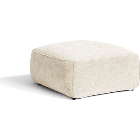 Pouf en velours gaufré crème LOMI (1/5)