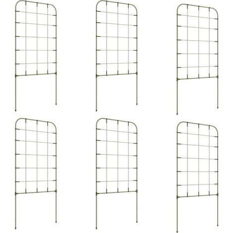 Ensemble de treillis, 6 treillis métalliques pour plantes grimpantes, acier, 40 x 90 cm, vert (1/5)