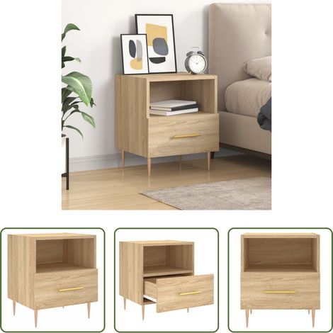 vidaXL Holzwerkstoff Nachttisch - Nachttisch Sonoma-Eiche 40x35x47,5 cm Holzwerkstoff (1/5)