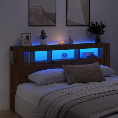 Cabecero LED madera ingeniería roble artisan 200x18,5x103,5 cm vidaXL