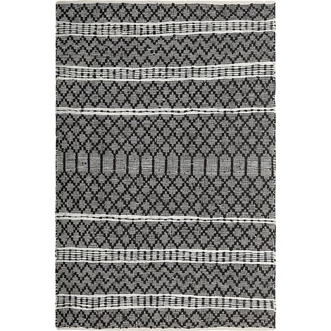 Teppich FEHIMLI Schwarz 140 x 200 cm Echtleder