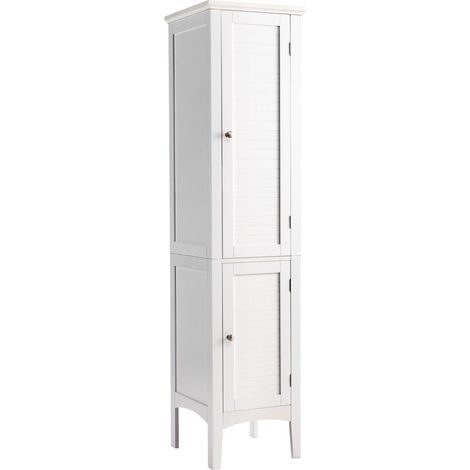 COSTWAY 5-Tier Bathroom High Cabinet Tall Narrow Storage Cabinet Organizer (1/5)