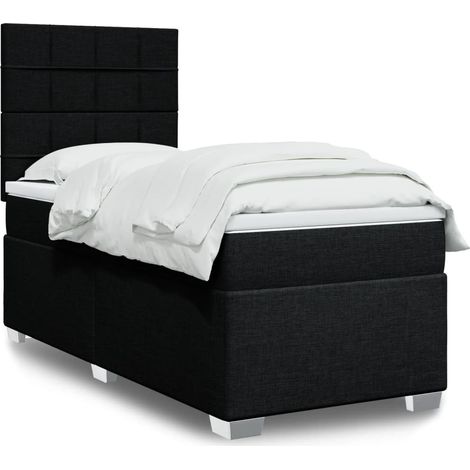 Boxspringbett mit Matratze Schwarz 90x200 cm Stoff (1/5)