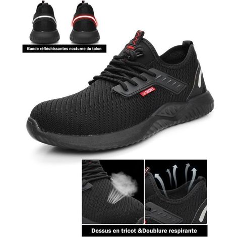 Chaussures de Securité Légère Baskets de Sécurité Chaussures de Travail Chaussure de Chantier Embout en Acier Respirantes Antidérapantes Homme Femme Unisexe Taille 45 Eu (1/5)