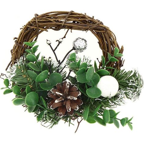 Couronne de Noël en bois 20cm BLANC - SILUMEN (1/2)