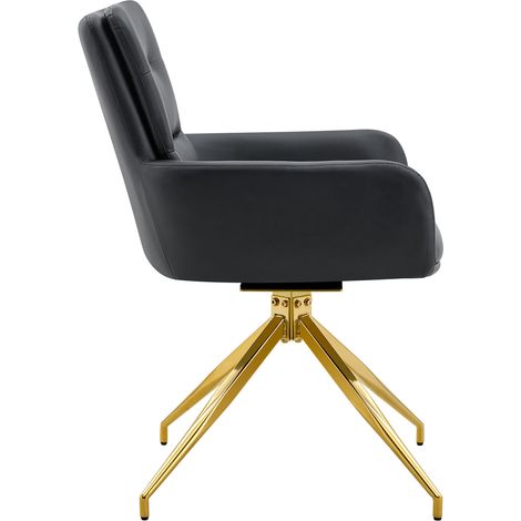 Set tavolo e 2 sedie da pranzo rotondo in vetro temperato 85 cm nero e oro MODENUIT (1/5)