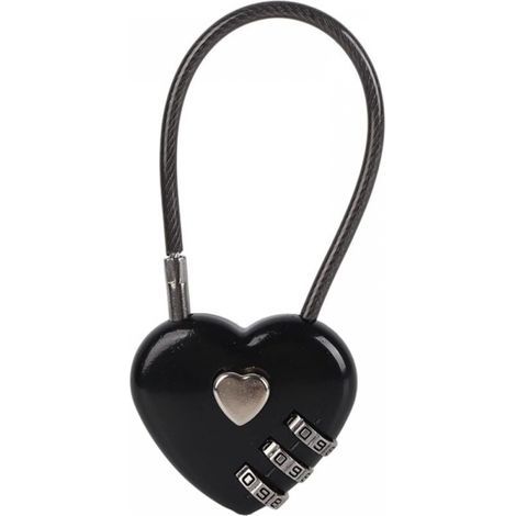 Portable 3 Digit Combination Lock Coded Padlock, Durable Heart Shape Couple Padlock, Hall Locker Jewelry Box for Backpack Luggage(black) (1/4)