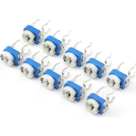 100 Stück Variable Widerstands-Trimmer-Potentiometer-Elektronikbauteil RM065 Blau + Weiß (1/5)