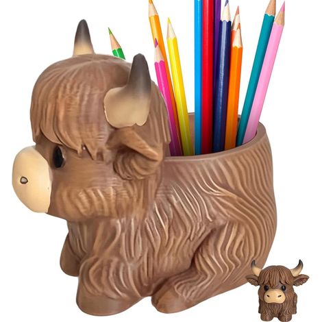 Support Crayon Pour Bureau Pot En Résine En Forme De Vache Porte-Crayons Pour L'École La Salle De Classe Le Bureau À Domicile Coiffeuse Chambre D'Étudiant Universitaire Et Le (1/5)