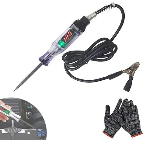 Stylo testeur de circuit pour voitures et camions, testeur de circuit automobile, testeur de circuit électrique numérique LCD, stylo testeur de tension pour camions (3-24 V)-AquaForge