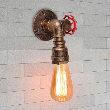 Vintage Applique Mural E27 en Fer Luminaire Lampe Industrielle pour Salon Couloir Escalier Rouille (1/5)