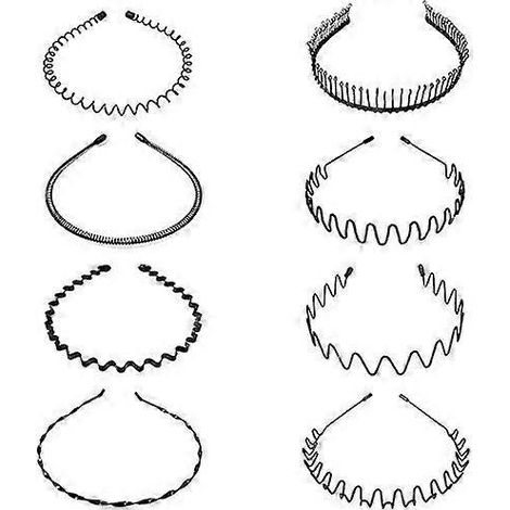 8pcs Arceau Métallique Ressort Onde Bandeau Cheveux Accessoire Coiffure Multi-style Homme Femme Fille (1/4)