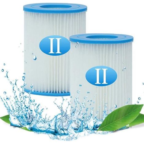 Denkmsd Lot de 2 cartouches de filtre de piscine de type II - Pour cartouches filtrantes Bestway 58094 - Taille II,526 (1/4)