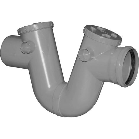Adequa – Siphon de sol disconnecteur Mâle Femelle Ø100 – PVC gris clair – Évacuation eaux sanitaires – Norme NF EN 1329-1