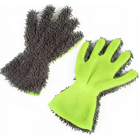 Gants de lavage microfibre chenille double face absorbants lot de 2 (1/5)