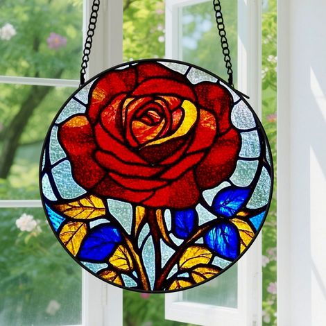 15cm Vitrail Suspendu pour Fenêtres, Accroche-Soleil Artisanal Jardin Suspensions Noël Fête des Mères, Saint-Valentin Ornements Cadeaux Festifs (1/5)