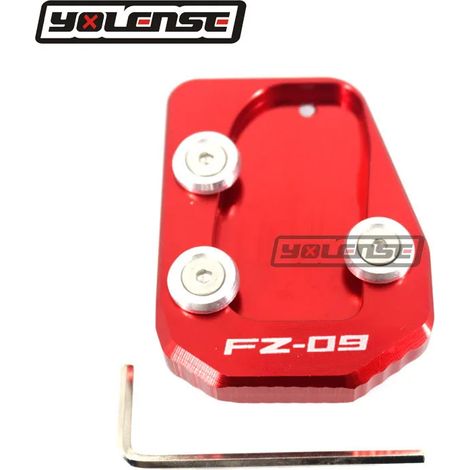 (LOGO FZ09 Rouge) Compatible avec YAMAHA MT-09 XSR900 TRACER 900 SPORT FZ-09 13-16 Moto. Extension de béquille latérale. Support pour une puissance maximale accrue. (1/4)