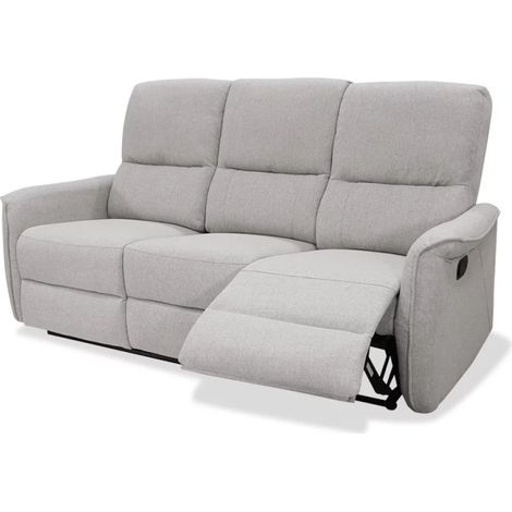 Sofá tres plazas relax con palanca modelo Taycan tapizado textil gris, 190cm(Ancho) 93cm(Fondo) 101cm(Alto) (1/2)