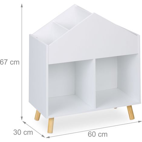 Libreria originale per bambini 90 x 80 x 30 cm facile accesso atmosfera accogliente in legno bianco 130016878