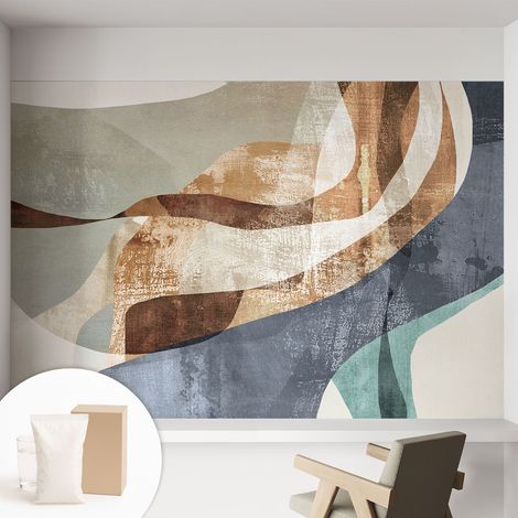 Papier peint intissé classique moderne pour salon et chambre à coucher Décoration rapide avec colle Composition abstraite 152x104 cm (1/5)