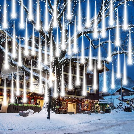 (Blanc Froid) Guirlande Lumineuse Exterieure Noel,Lumières de Pluie de Météores, 50 CM 10 Tubes 360 LED, Étanche IP65, Guirlande Noel Exterieur (1/5)