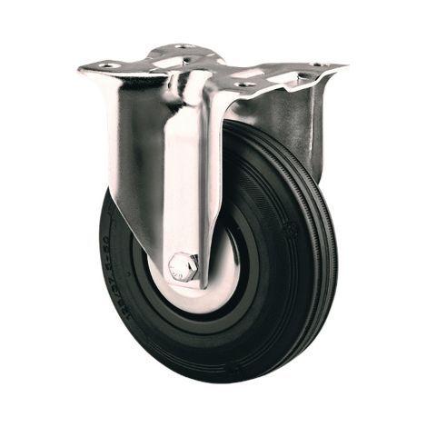 Roulette D125mm caoutchouc noir platine fixe - AVL - 508823O