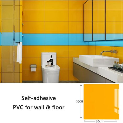 (Style 10, 10 pièces - 30x30cm) Stickers muraux en PVC, papier peint imitation carrelage céramique, imperméable, décoration de fond. (1/3)