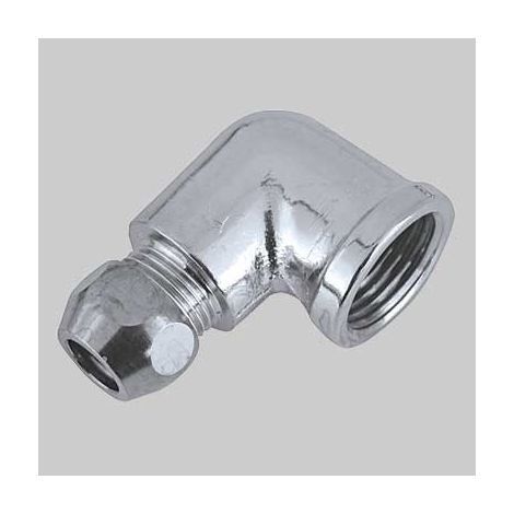CURVA FEMMINA PER TUBETTO RAME IN OTTONE CROMATO F1/2" x Ø10