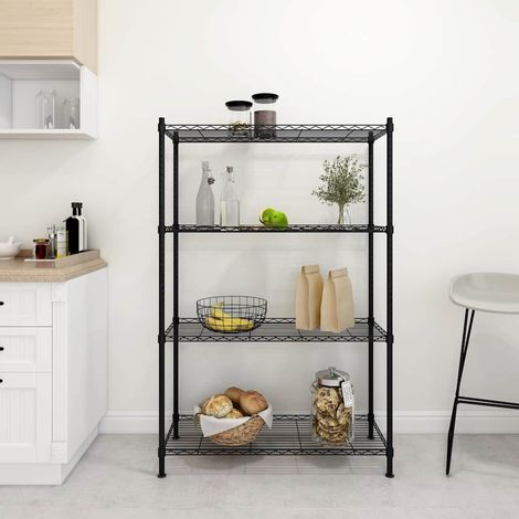 324622 vidaXL 4-Tier Storage Shelf 90x35x137 cm Black 200 kg (1/5)